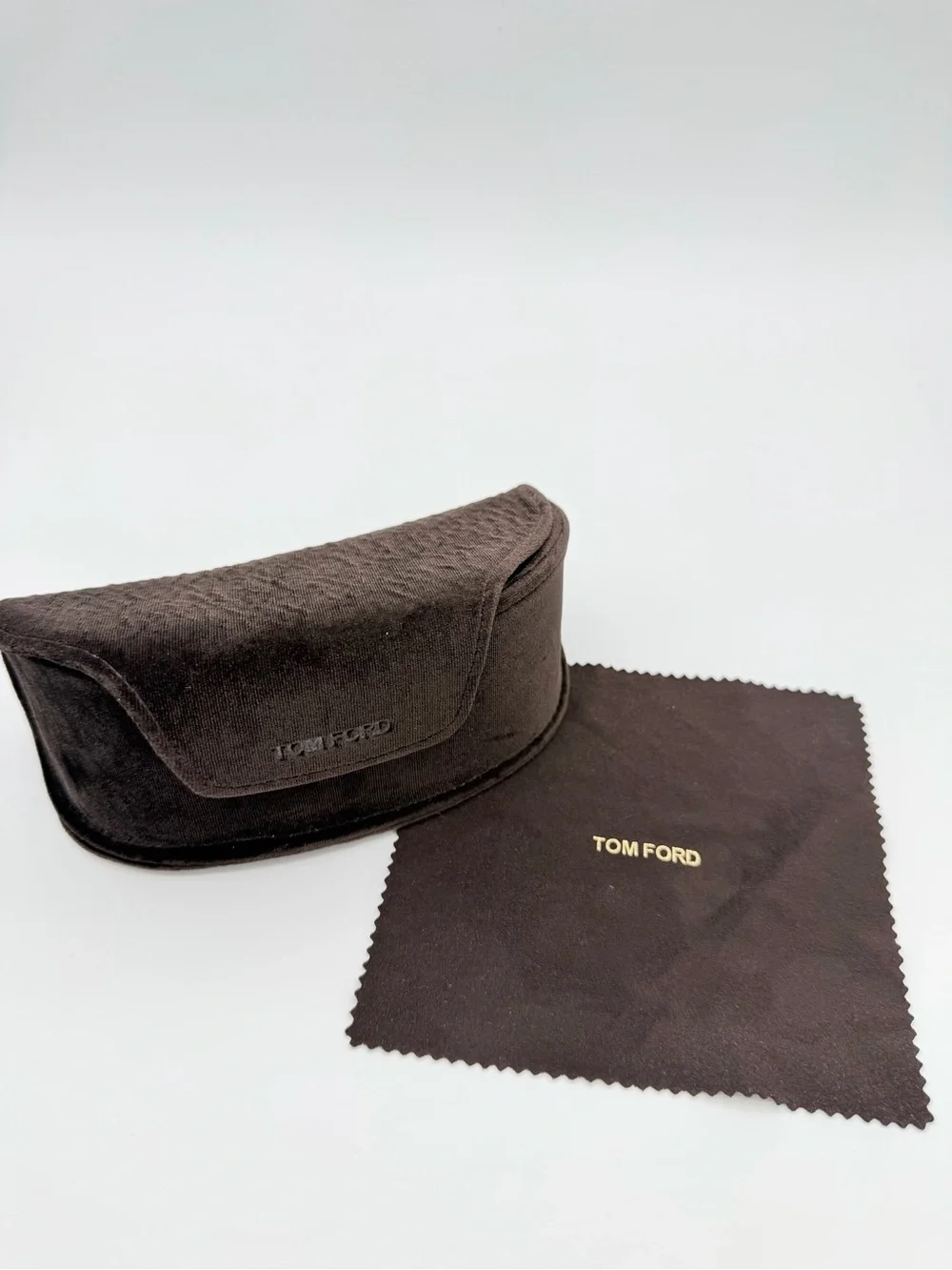 Authentic Tom Ford Brown Velvet Eyeglass Case & Cleaning Cloth Set